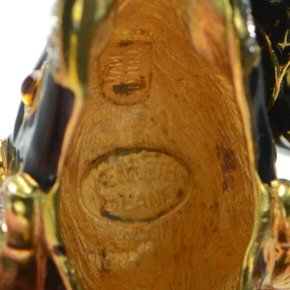 Kenneth Jay Lane KJL Black Cabochon Crystal Elephant Cuff Bracelet - Picture 7 of 7